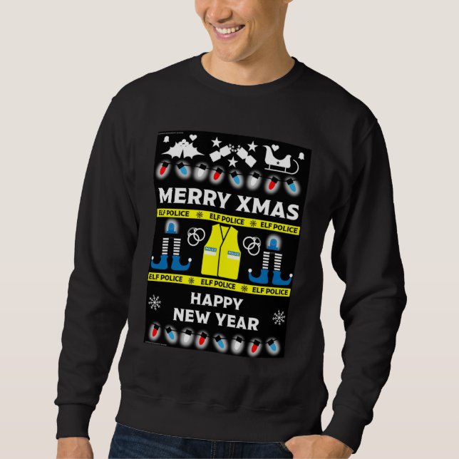 Polizeibeamte, hässlicher Weihnachtspulli Sweatshirt (Vorderseite)