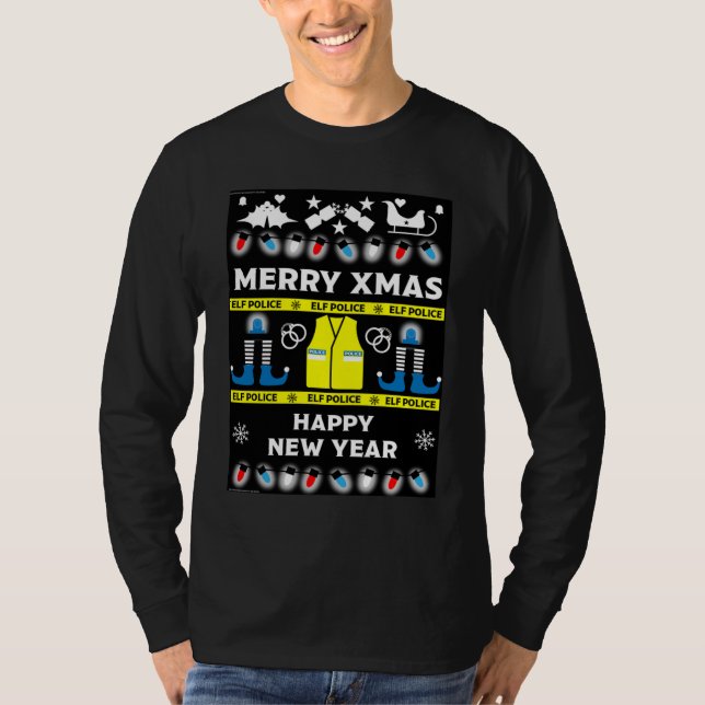 Polizeibeamte, hässlicher Weihnachtspulli T-Shirt (Vorderseite)