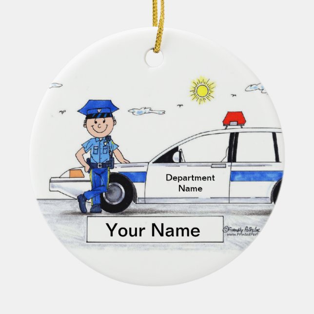 Polizeibeamte - Mann Keramik Ornament (Vorne)
