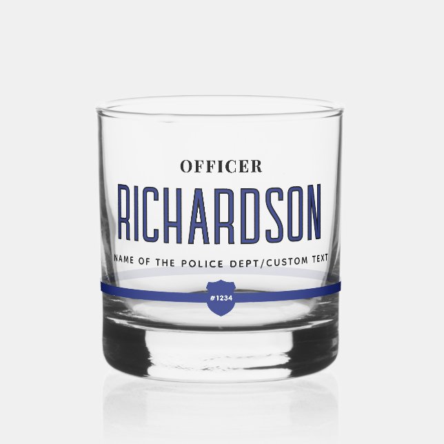 Polizeibeamte personalisiert Thin Blue Line Whiskyglas (Links)