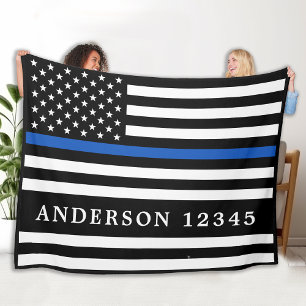 Polizeibeamte Personalisierte Thin Blue Line Fleecedecke
