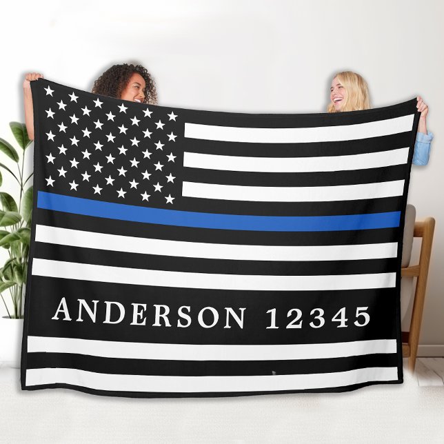 Polizeibeamte Personalisierte Thin Blue Line Fleecedecke (Von Creator hochgeladen)