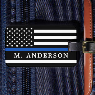 Polizeibeamte Personalisierte Thin Blue Line Gepäckanhänger