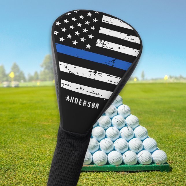 Polizeibeamte Personalisierte Thin Blue Line Golf Headcover (Von Creator hochgeladen)