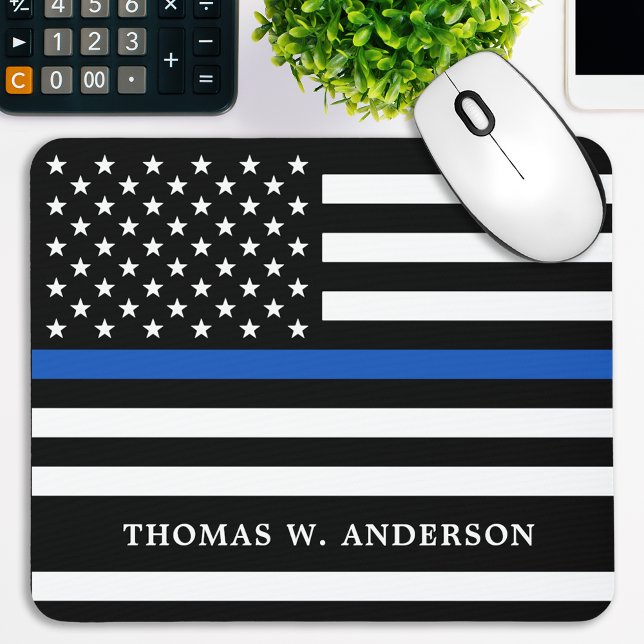 Polizeibeamte Personalisierte Thin Blue Line Mousepad (Von Creator hochgeladen)