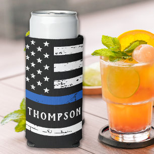 Polizeibeamte Personalisierte Thin Blue Line Selters Dosenkühler