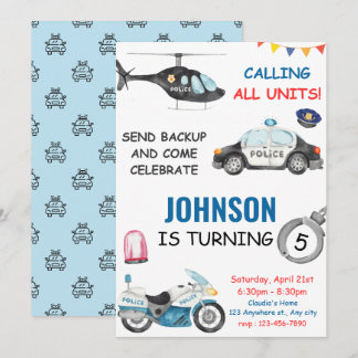 Polizeibeamte Polizist Geburtstagspartei Einladung