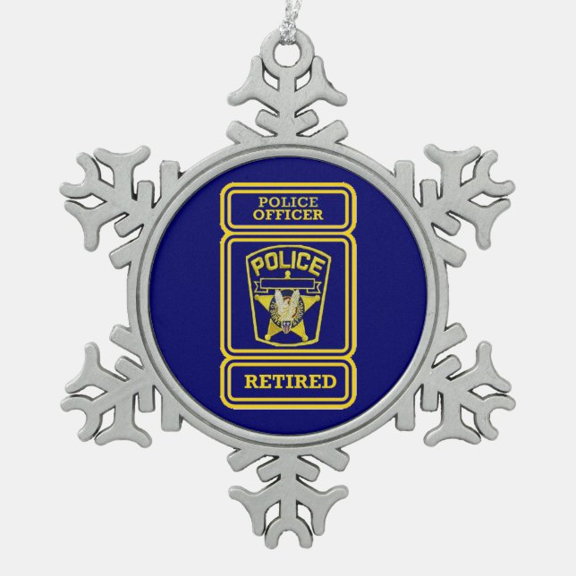Polizeibeamte Remüdes Abzeichen Schneeflocken Zinn-Ornament (Vorderseite)