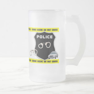 Polizeibeamte-Tatort-Bier Stein Mattglas Bierglas