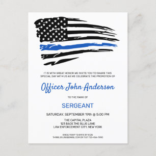 Polizeibeamte Thin Blue Line Party für Werbeaktion Ankündigungspostkarte