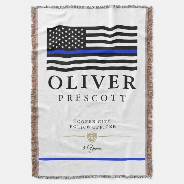 Polizeibeamte| Thin Blue Line Themed White Decke (Vorderseite Vertikal)