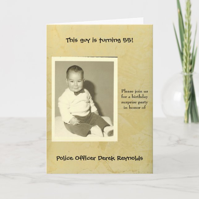 Polizeibeamte Überraschung Geburtstagspartei Einla Einladung (Vorderseite)