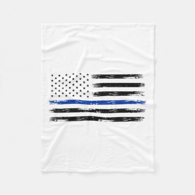 Polizeibeamte Usa American Flag Thin Blue Line Fleecedecke (Vorderseite)