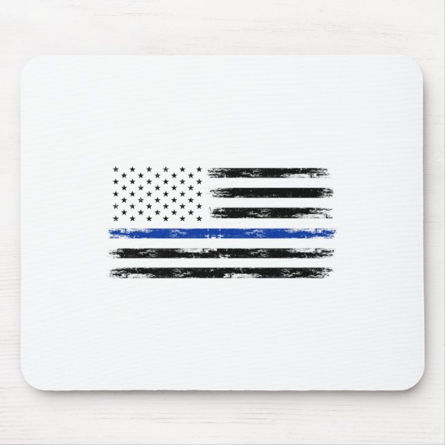 Polizeibeamte Usa American Flag Thin Blue Line Mousepad (Vorne)