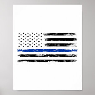 Polizeibeamte Usa American Flag Thin Blue Line Poster