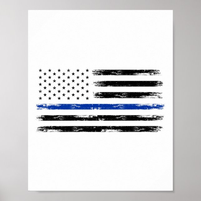 Polizeibeamte Usa American Flag Thin Blue Line Poster (Vorne)