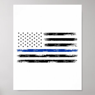 Polizeibeamte Usa American Flag Thin Blue Line Poster