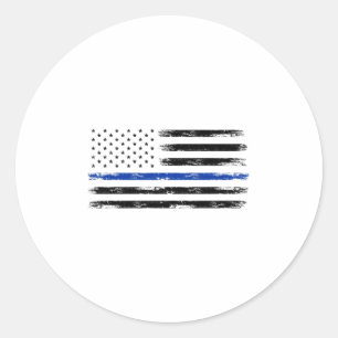 Polizeibeamte Usa American Flag Thin Blue Line Runder Aufkleber