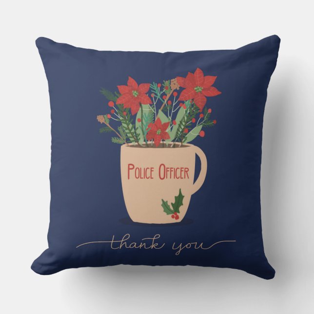 Polizeibeamte Vielen Dank bei Christmas Poinsettia Kissen (Vorderseite)