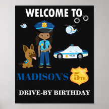 Polizeibeamte willkommen Party-Zeichen Girl-Polize