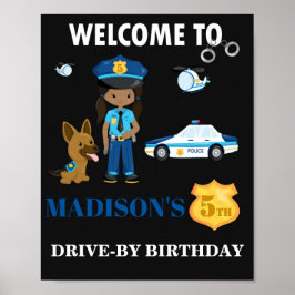 Polizeibeamte willkommen Party-Zeichen Girl-Polize Poster