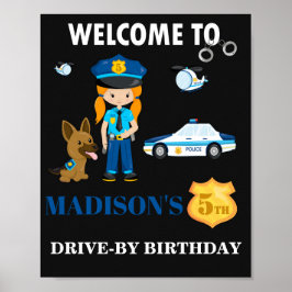 Polizeibeamte willkommen Party-Zeichen Girl-Polize Poster