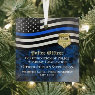 Polizeibeamter Abschluss für Rechtsdurchsetzung Ornament Aus Glas
