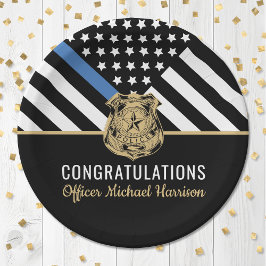 Polizeibeamter Abschluss - Strafverfolgungsflagge Pappteller