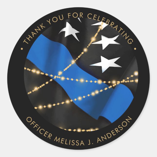 Polizeibeamter Abschluss Thin Blue Line Gefallen Runder Aufkleber (Vorderseite)