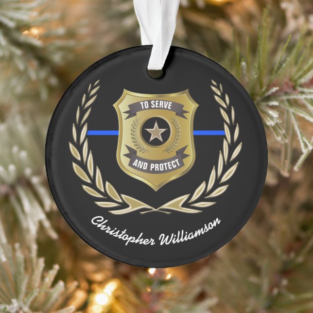 Polizeibeamter Abzeichen Personalisiert Ornament (Baum)