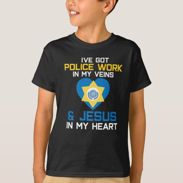 Polizeibeamter Christlich Jesus Polizist Gläubiger T-Shirt (Vorderseite)