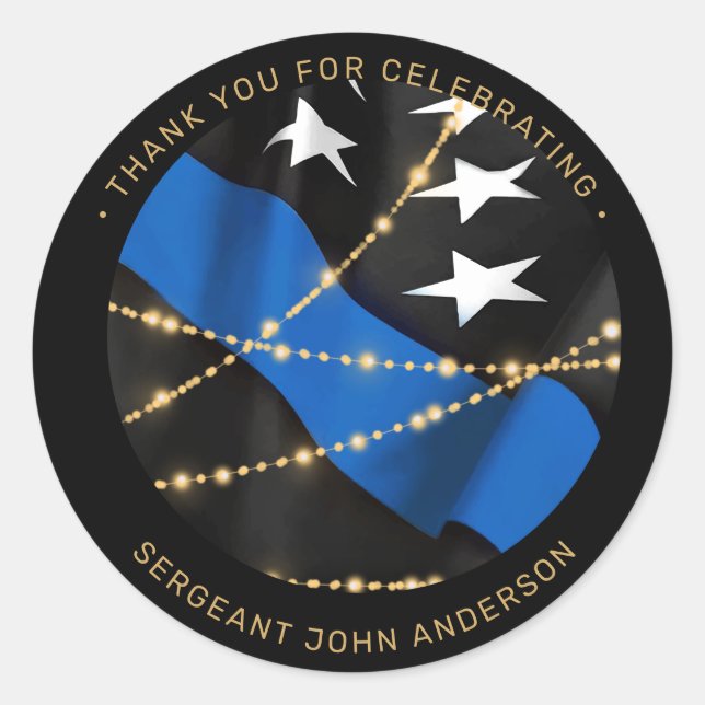 Polizeibeamter Einziehung Thin Blue Line Gefallen Runder Aufkleber (Vorderseite)