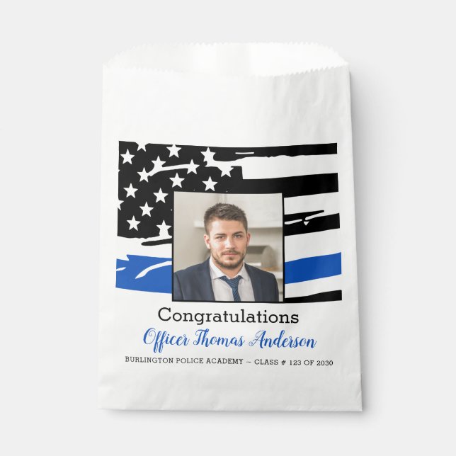 Polizeibeamter Foto Thin Blue Line Abschluss Geschenktütchen (Vorderseite)