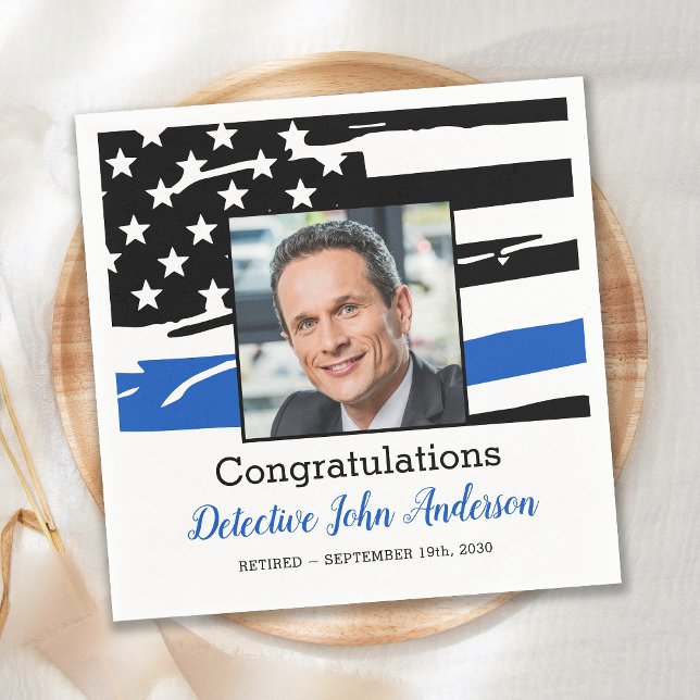 Polizeibeamter Foto Thin Blue Line Ruhestand Serviette (Von Creator hochgeladen)