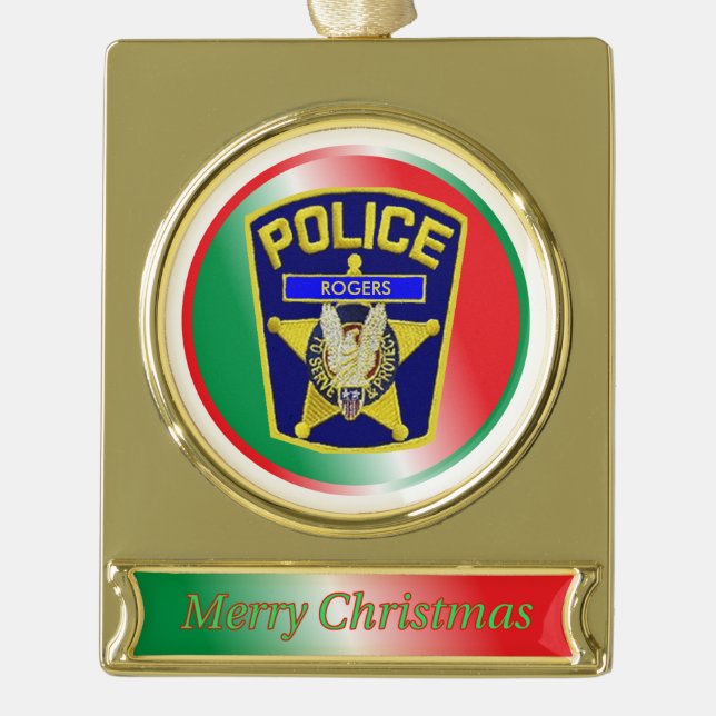 Polizeibeamter für Weihnachtsschmuck Banner-Ornament Gold (Vorderseite)