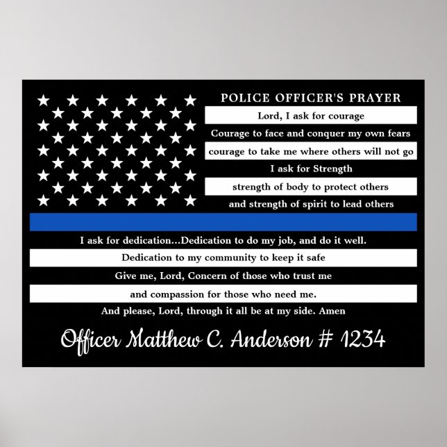 Polizeibeamter Gebet Geschenk Thin Blue Line Poster (Vorne)