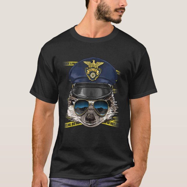 Polizeibeamter Igel PD Polizist Crime Scene Hedgeh T-Shirt (Vorderseite)