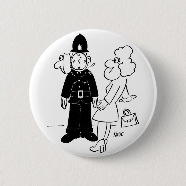 Polizeibeamter Kuckucksuhren-Helm Button (Vorderseite)