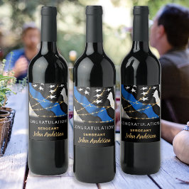 Polizeibeamter Party Blue Gold Glückwunsch Weinetikett