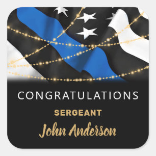 Polizeibeamter Party Blue Gold Herzlichen Glückwun Quadratischer Aufkleber