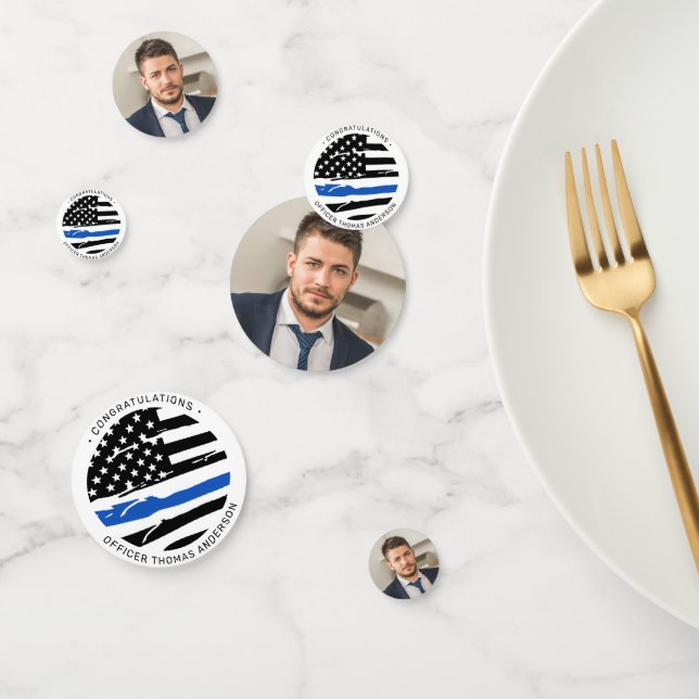 Polizeibeamter Party Foto Glückwunsch Thin Blue Li Konfetti (Gruppe)