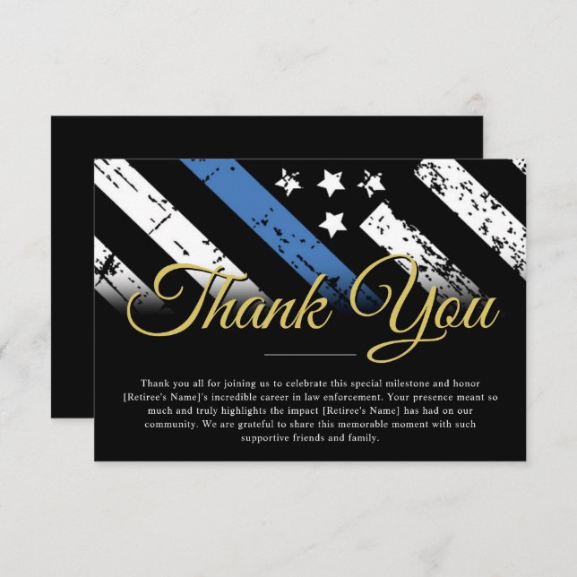 Polizeibeamter Party für Polizeischutz Dankeskarte (Vorne/Hinten)