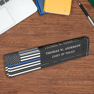 Polizeibeamter Personalisiert dünne blaue Linie -  Namensplakette