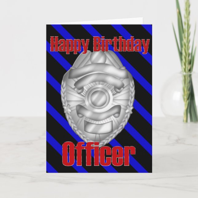 Polizeibeamter Sheriff Abzeichen Happy Birthday Ca Karte (Vorderseite)