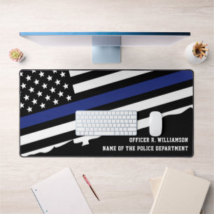 Polizeibeamter Thin Blue Line Flag Custom Schreibtischunterlage