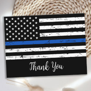 Polizeibeamter Thin Blue Line Flag Vielen Dank Postkarte
