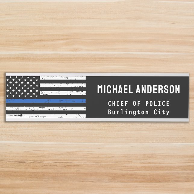 Polizeibeamter Thin Blue Line Name der amerikanisc Türschild (Von Creator hochgeladen)