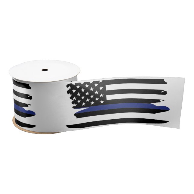 Polizeibeamter Thin Blue Line Polizist Satinband (Spule)