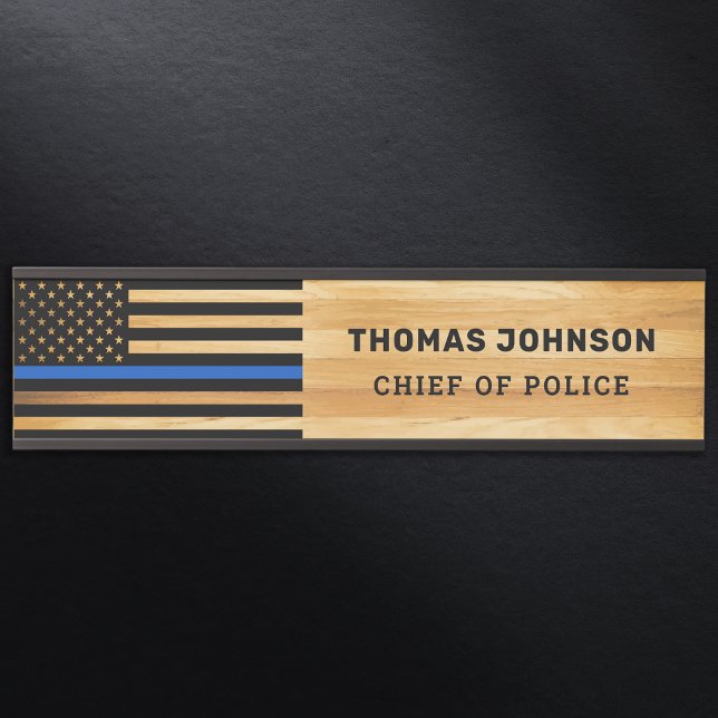 Polizeibeamter Thin Blue Line Rustikaler Name Holz Türschild (Von Creator hochgeladen)
