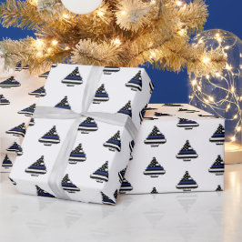 Polizeibeamter Thin Blue Line Weihnachtsbaum Geschenkpapier